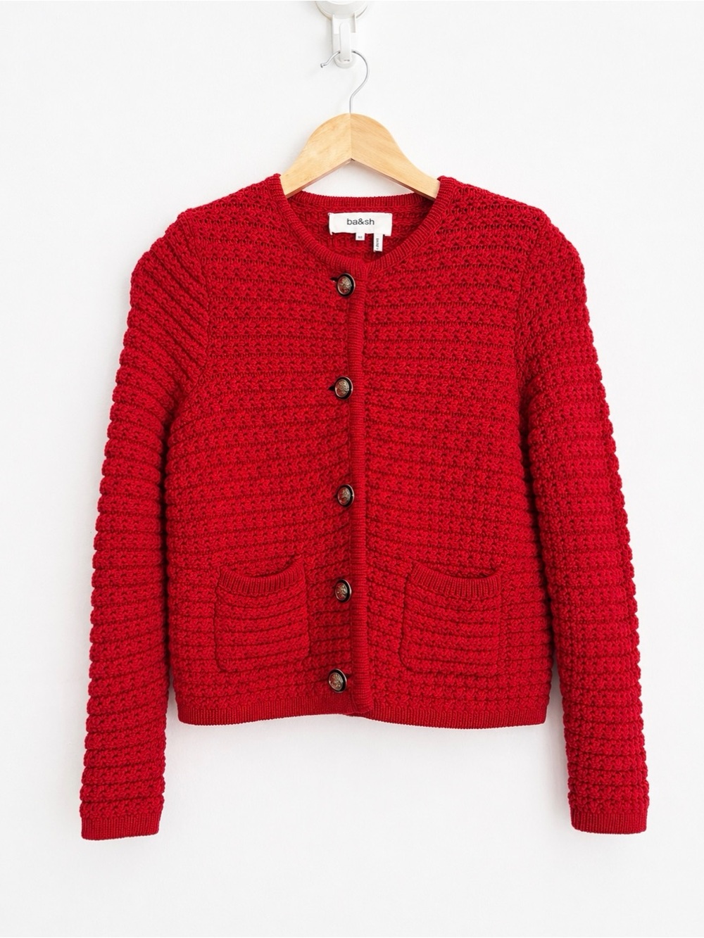 ba&sh - Gaspard Red Textured Cardigan - NWOT - XS - Picture 3 of 15
